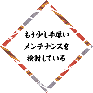 もう少し手厚いメンテナンスを検討している